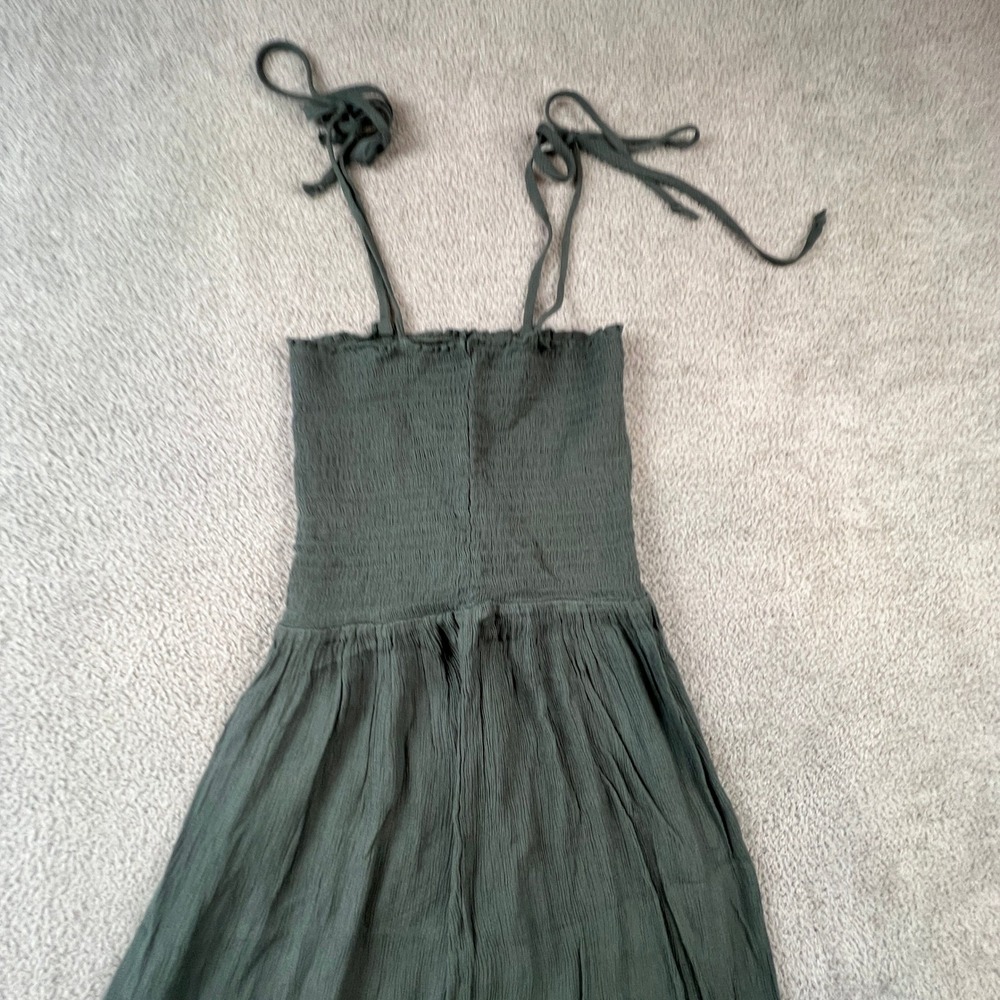 Boho Midi Dress Small Women's Natural Reflections Green Smocked Rayon Strap‎ - Picture 9 of 9